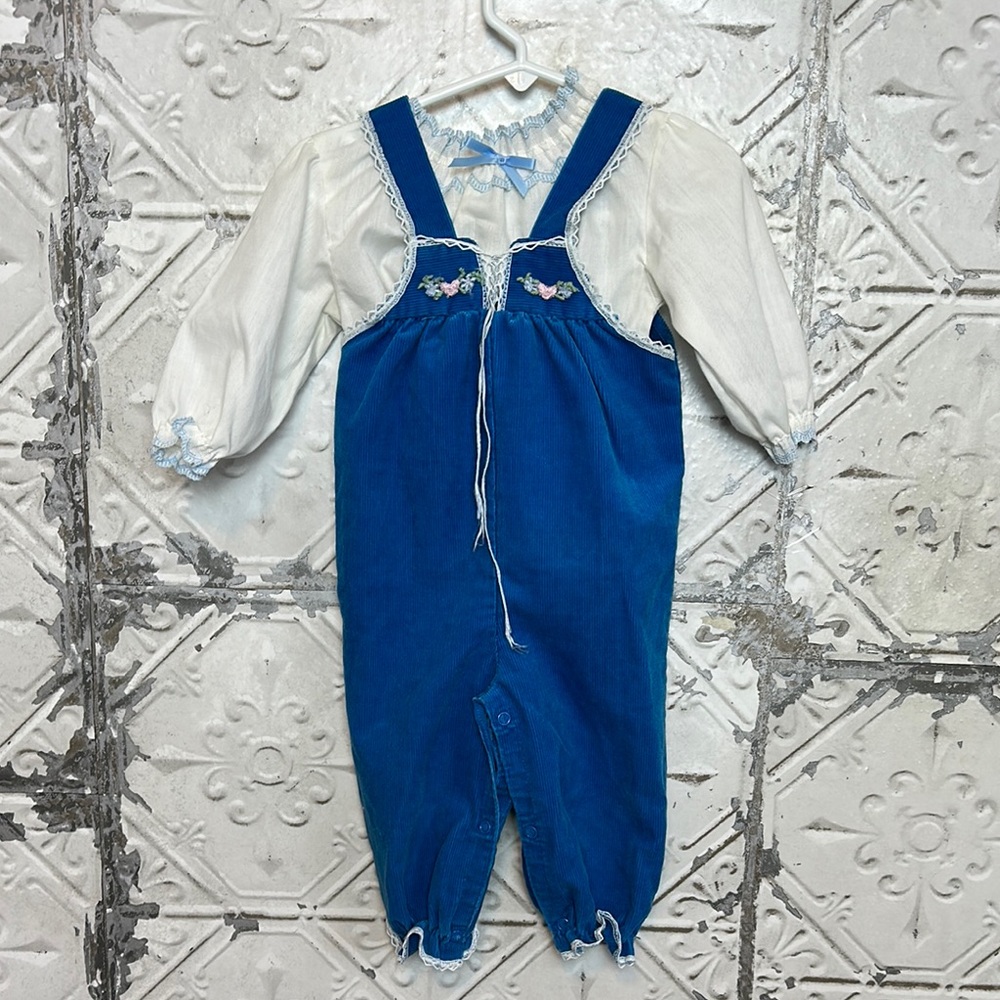 Blue Vintage Disney Winnie the Pooh brand  corduroy Overalls